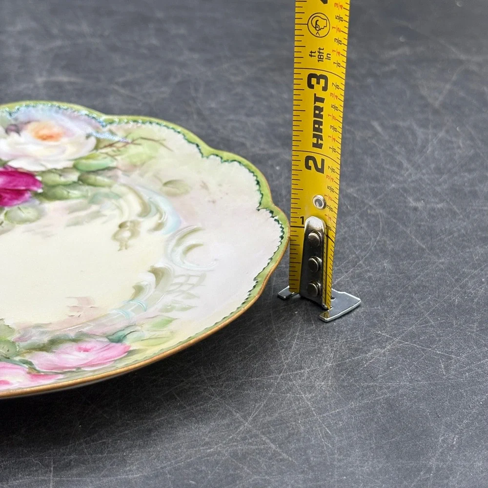 Haviland France Limoges Hand Painted Rose Floral Scalloped Porcelain Plate 7.5